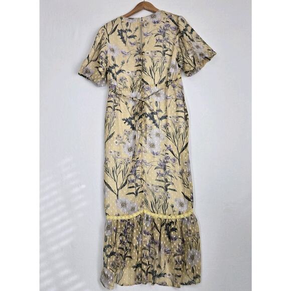 Hope & Ivy Maternity Midi Dress sz 16 Yellow Daisy Print Balloon Sleeve Drop Hem - Picture 9 of 16